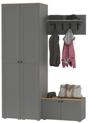 Остин Прихожая 37, цвет серый графит/дуб крафт золотой, ШхГхВ 160х54,3х229,6 см., универсальная сборка