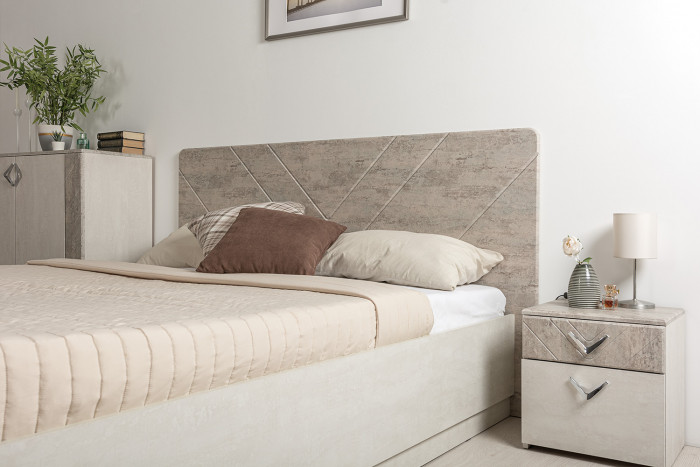 Амели Кровать 11.31 + подъёмный ортопед, цвет шёлковый камень/бетон чикаго беж, ШхГхВ 181,4х205,2х104,3 см., сп. м. 1600х2000 мм., б/м