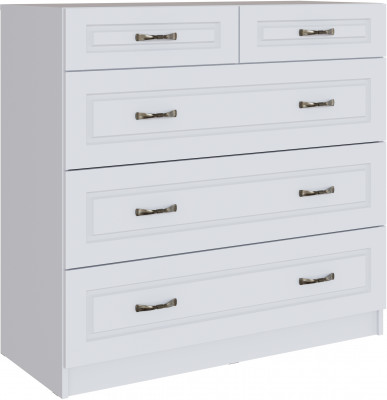 Комод с 5-мя ящиками Апполия, Белый/Белый дуб