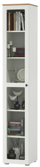 Остин 16.394.03 Шкаф-витрина(пенал), белый шагрень/дуб крафт золотой