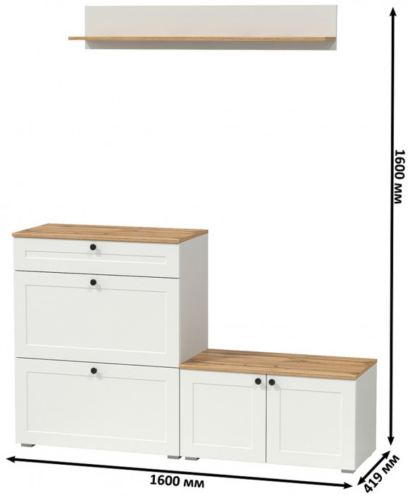 Остин Прихожая 65, белый шагрень/дуб крафт золотой