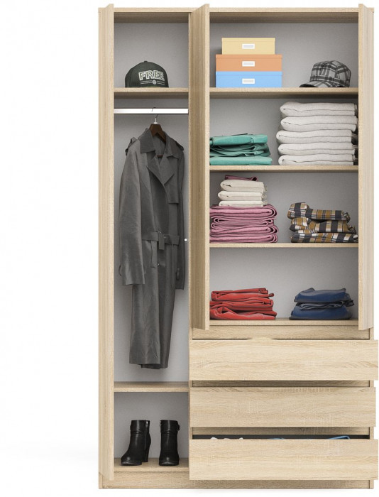 Мори Шкаф МШ1200.1, цвет дуб сонома, ШхГхВ 120,4х50,4х209,6 см., НЕ универсальная сборка