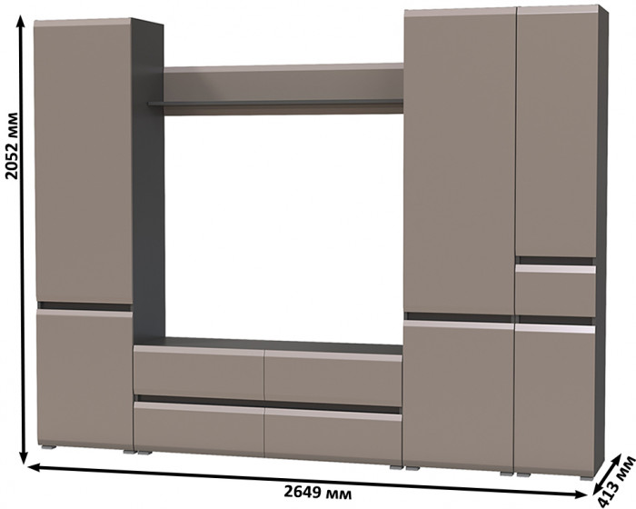 Сидней Комплектация № 057, корпус: антрацит/фасады: МДФ веллюто капучино