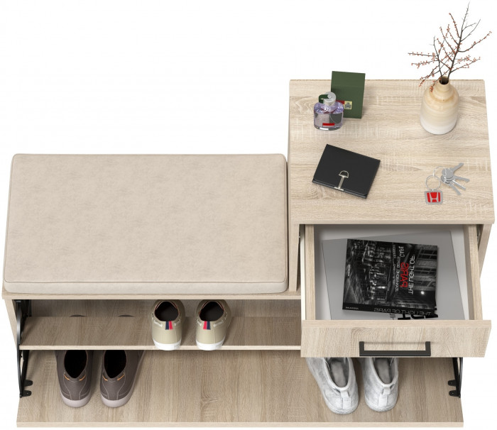 Лира ГК 2-0714дубсон Тумба под обувь, цвет дуб сонома, ШхГхВ 100х33х75,5 см., универсальная сборка