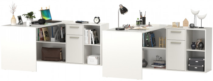 Лайт письменный стол 03.245F + 03.245F, белый шагрень