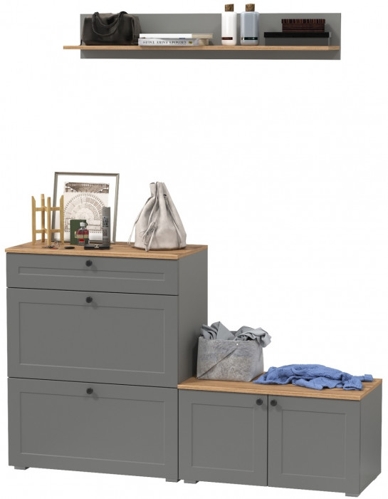 Остин Прихожая 65, серый графит/дуб крафт золотой