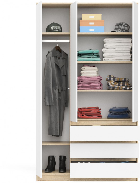 Мори Шкаф МШ1200.1, цвет дуб сонома/белый, ШхГхВ 120,4х50,4х209,6 см., НЕ универсальная сборка