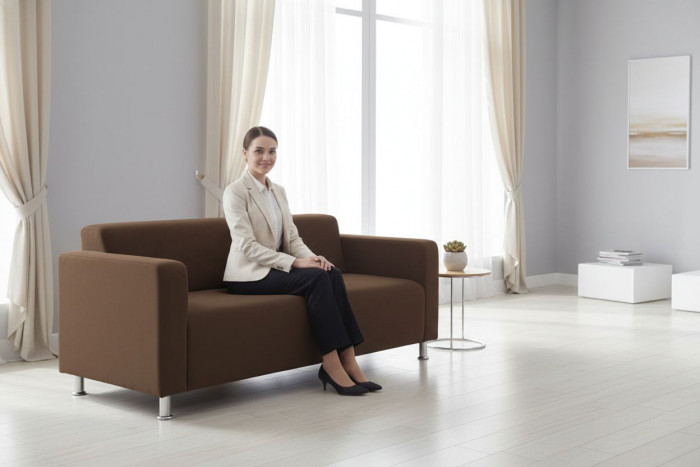 Диван прямой Томи, 160 см, велюр, коричневый