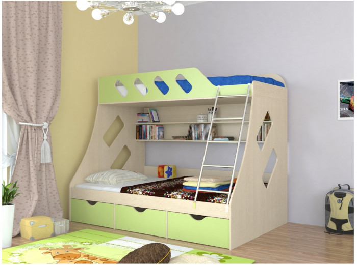 Дельта-20.01 Детская двухъярусная кровать с лестницей (Орех, Дуб Сонома)