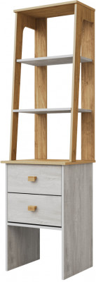 Стеллаж 2 ящика "Скандинавия " - Бетон пайн светлый/Дуб наварра