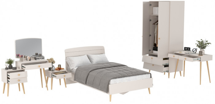 Афина Спальня 27-1200, цвет кашемир серый, сп.м. 1200х2000 мм., б/м, основание есть - фанера