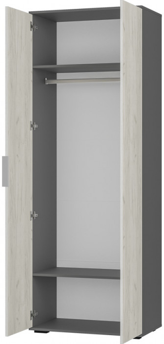 Шкаф "Плаза" ШК-04 Графит/Дуб крафт белый