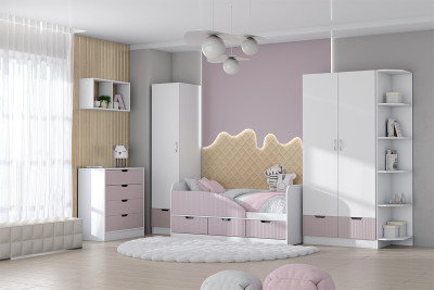 Детская комната Бриз МДФ, набор 9, Белый/Ирис (Полосы)