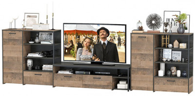 Трувор Гостиная 050, цвет дуб гранж песочный/интра, ШхГхВ 367,8х45,4х106,9 см., универсальная сборка