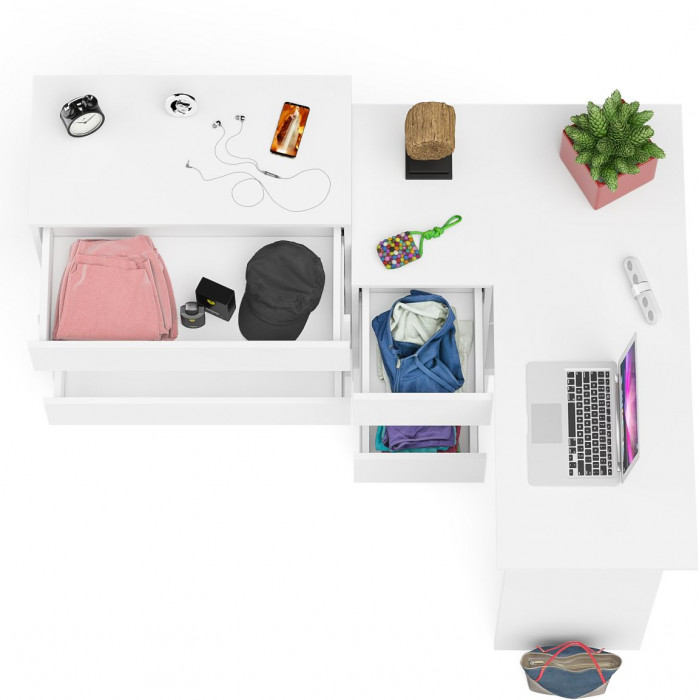 Мори компьютерный стол МС-16 левый + Комод МК800.4, белый