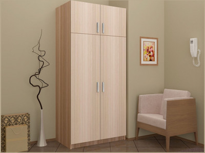 Шкаф распашной 2 двери штанга+полка (Ясень шимо темный / светлый)