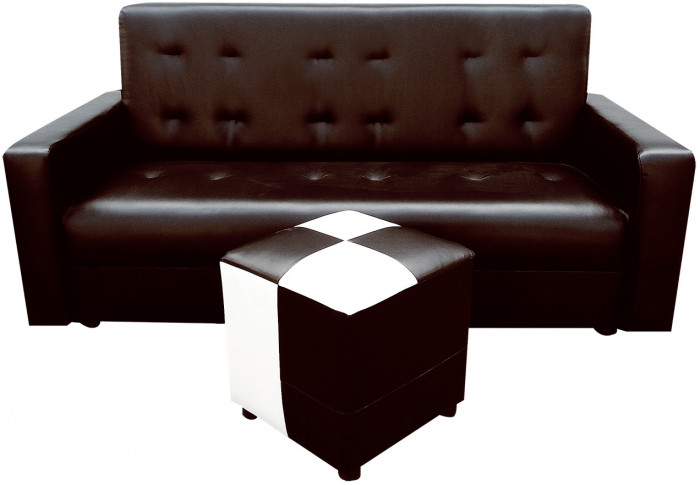 Диван-кровать Аккорд 140х190, книжка, экокожа, цвет коричневый