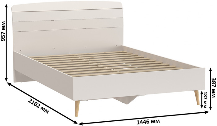 Афина Спальня 4-22911к.с. Кровать 1400, кашемир серый