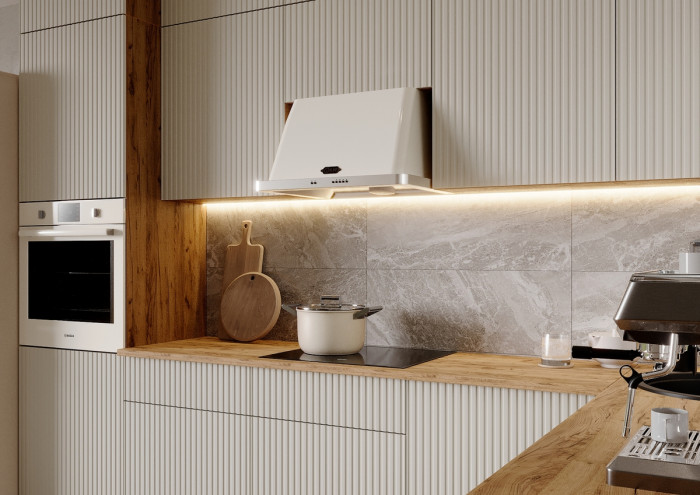 Кухня Оливия NEW 3,0х1,8/1080м Компоновка №3, Крафт золотой/Кашемир