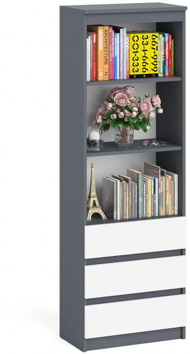 Мори Стеллаж МСТ600.3, графит/белый