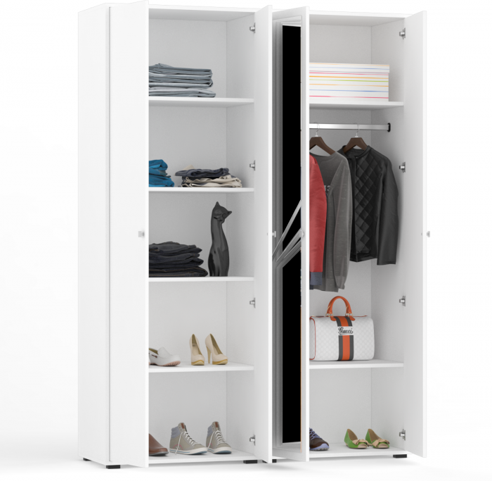 Камелия Шкаф 4-х створчатый, цвет белый, ШхГхВ 160х48х220 см., универсальная сборка, можно использовать как два отдельных шкафа