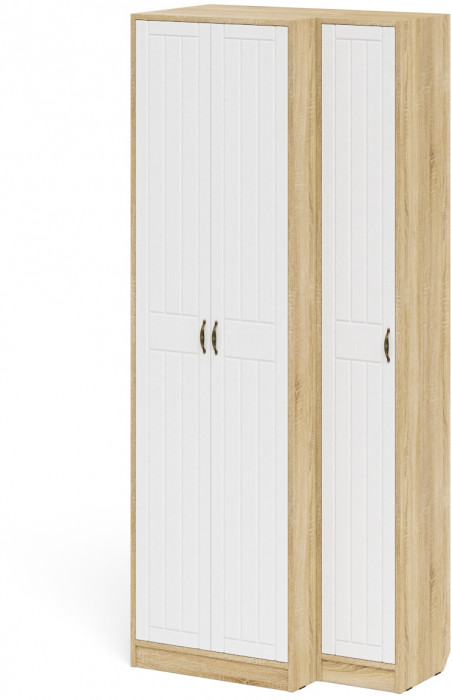 Прихожая П-6 Шкаф + Пенал, дуб сонома/фасады МДФ белое дерево фрезеровка прованс