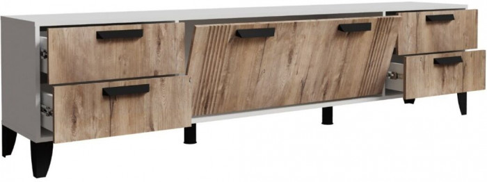 Тумба ТВ Парус-12 с опорами Белый/Дуб Канадский