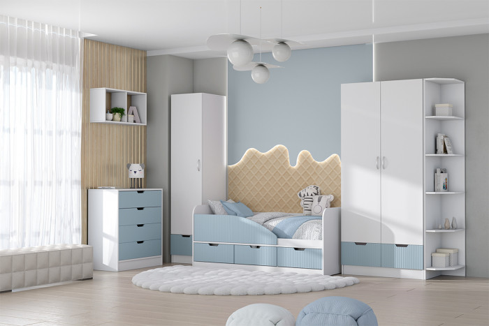 Детская комната Бриз МДФ, набор 9, Белый/Антарктида (Полосы)