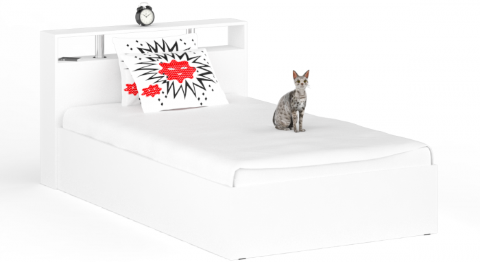 Камелия Кровать 1200, цвет белый, ШхГхВ 123,5х217х78,2 см., сп.м. 1200х2000 мм., без матраса, основание есть