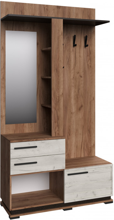 Модена Прихожая, композиция 2, Дуб белый, Венге/Дуб крафт табачный