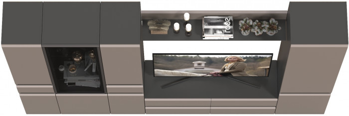 Сидней Комплектация № 059, корпус: антрацит/фасады: МДФ веллюто капучино