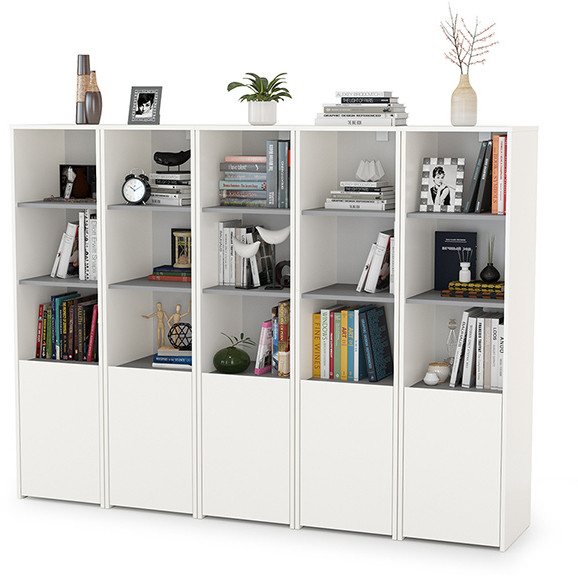 Торонто 13.13 Шкаф комбинированный х 5 штук, белый шагрень/стальной серый