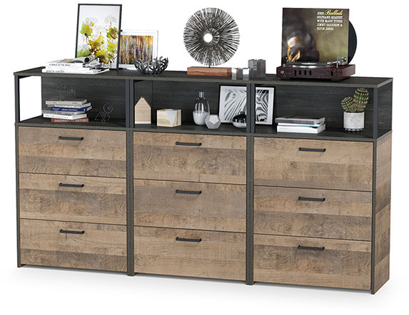 Трувор 13.307.02 Комод с ящиками + 13.307.02 Комод с ящиками + 13.307.02 Комод с ящиками, дуб гранж песочный/интра