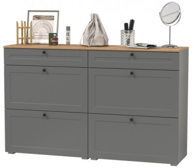 Остин 16.121 Тумба для обуви + 16.121 Тумба для обуви, цвет серый графит/дуб крафт золотой, ШхГхВ 160х41,6х99,3 см.