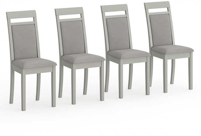 Четыре стула Мебель--24 Гольф-12 разборных, цвет серый, обивка ткань велюр серый 63, ШхГхВ 40х40х100 см., от пола до верха сид. 47 см.(мягк. спинка)