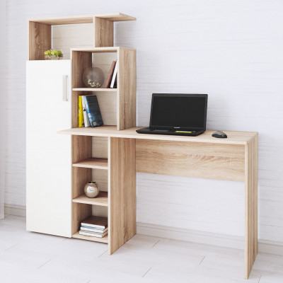 Стол компьютерный Квартет-7 (1508*1500*500) дуб сонома/белый