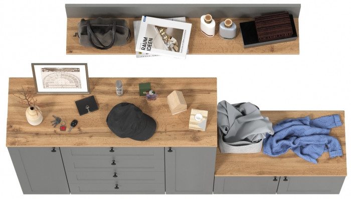 Остин Прихожая 67, серый графит/дуб крафт золотой