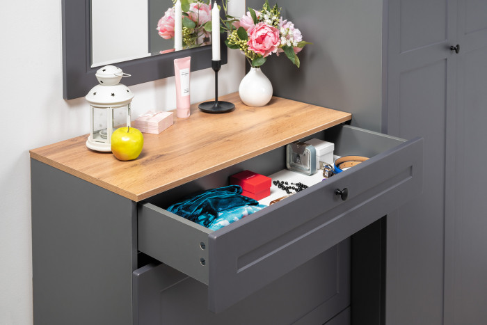 Остин Прихожая 40, цвет серый графит/дуб крафт золотой, ШхГхВ 200х54,3х229,6 см., универсальная сборка