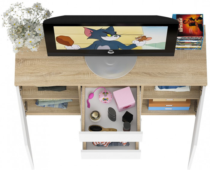 Мори Комод МК1200.3, дуб сонома/белый