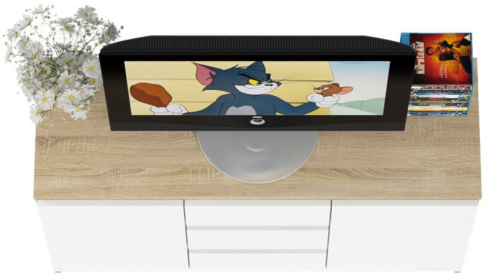 Мори Комод МК1200.3, дуб сонома/белый