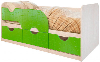 Кровать детская &quot;Минима&quot; 1860 (1892х770х850) дуб атланта/зеленый лед