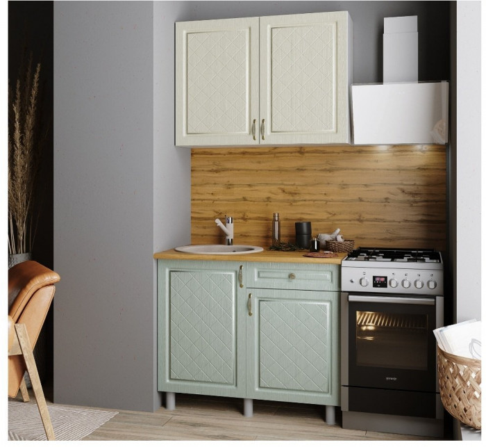 Кухонный гарнитур Версаль 1,0м Айвори/Васаби