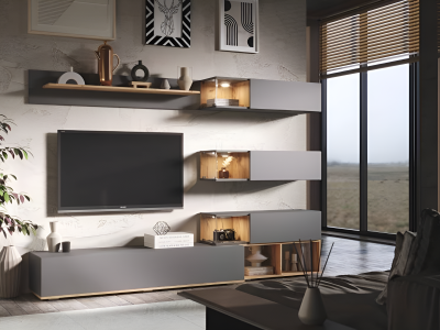 Чикаго ЛДСП Гостиная, Дуб крафт золотой/Графит