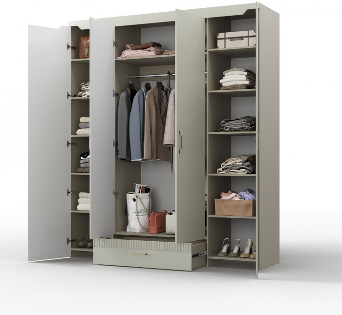 Модульная спальня "Карлин" - Белый текстурный/Корунд джелато