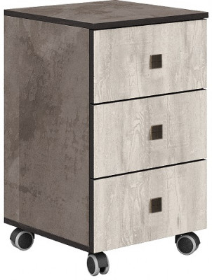Тумба на колесиках с 3-мя ящиками "Лондон" - Оникс/Бетон пайн светлый
