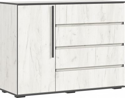 Норд Комод 1 дверь 4 ящика (1200), Дуб Крафт Белый