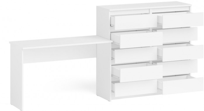 Мори Стол письменный МСП1200.1 + Комод МК1200.10, цвет белый, ШхГхВ 240,8х50х115 см., универсальная сборка