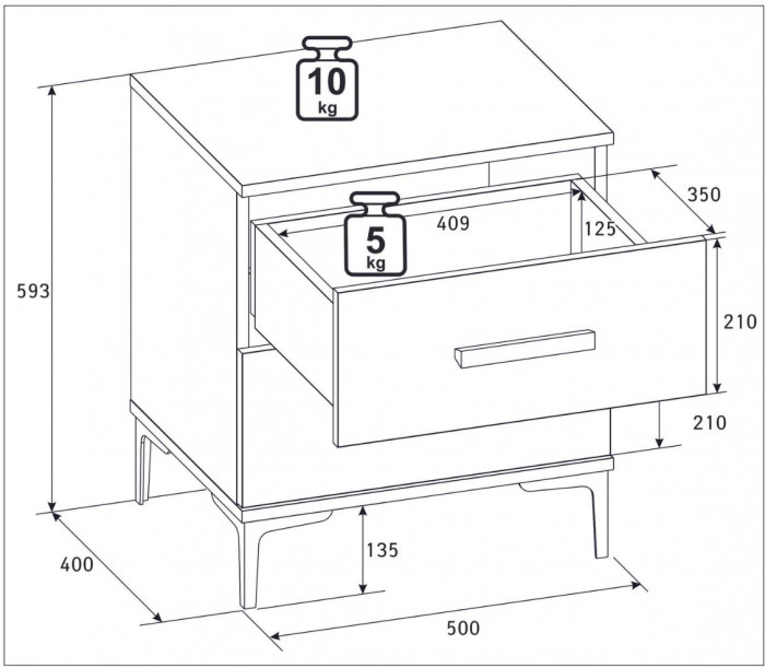 Тумба прикроватная Кара 2