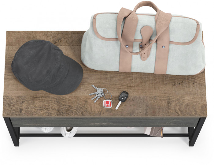 Трувор 13.241.03 Тумба для обуви, цвет дуб гранж песочный/интра, ШхГхВ 80х36,6х42,2 см.