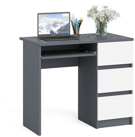 Мори компьютерный стол МС-6 правый, графит/белый